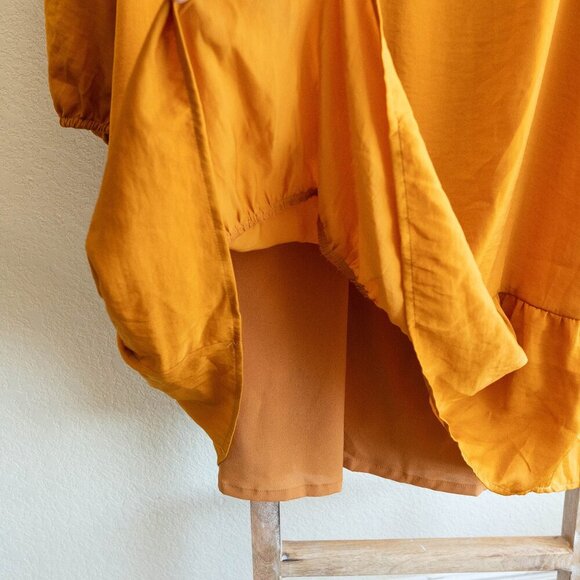 Old Navy 2 Pc Dress & Slip Set Sz M Golden Long Sleeve Satin Poet Sleeve Boho - Picture 5 of 8